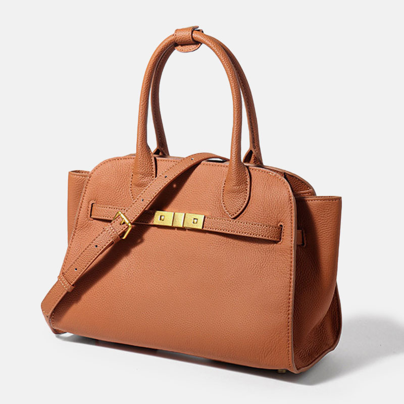 Sac à main en cuir véritable avec fermeture à clé pour femmes