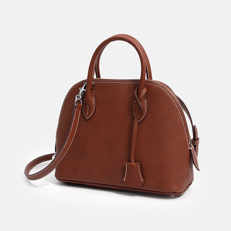 Sac à main en cuir véritable en forme de coquillage pour femme