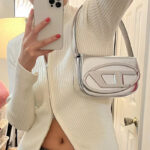 Women's Letter D Genuine Leather Baguette Shoulder Bags