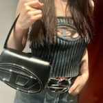 Women's Letter D Genuine Leather Baguette Shoulder Bags
