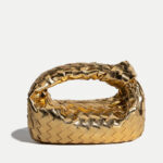 Women's Metallic Woven Tie Clutch Bags in Genuine Cowhide Leather