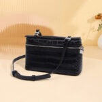 Sac à main en cuir véritable Crocodile Minimalist Crossbody Top Handle Bag de la femme