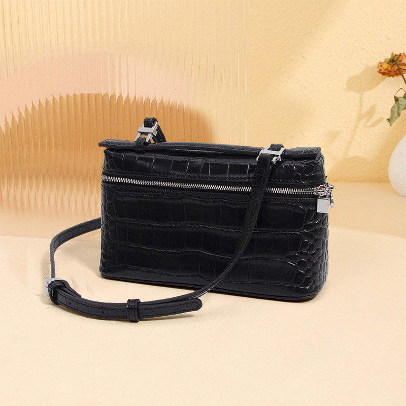 Sac à main en cuir véritable Crocodile Minimalist Crossbody Top Handle Bag de la femme