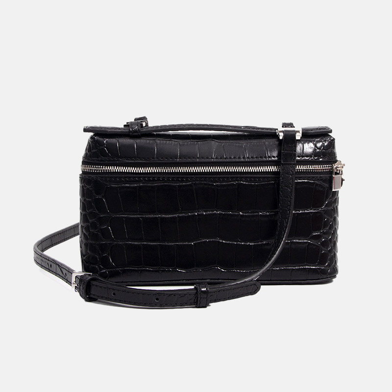 Sac à main en cuir véritable Crocodile Minimalist Crossbody Top Handle Bag de la femme