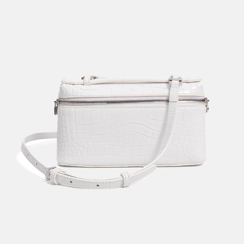 Sac à main en cuir véritable Crocodile Minimalist Crossbody Top Handle Bag de la femme