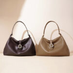 Women's Minimalist Genuine Leather Dumpling-Shaped Magnetic Closure Shoulder Hobo Bag