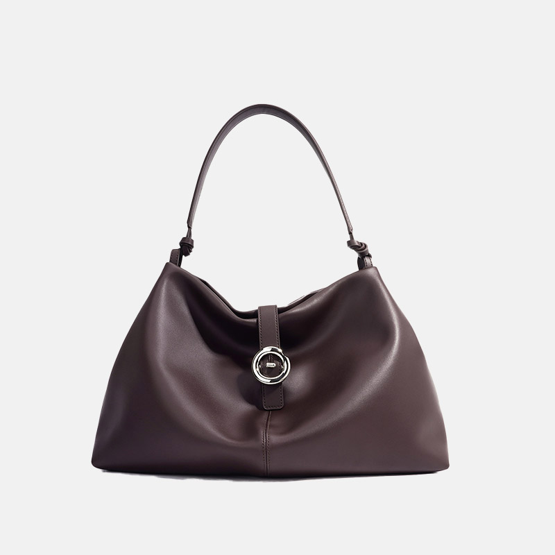 Sac hobo en cuir véritable minimaliste en forme de boulette à fermeture magnétique pour femmes