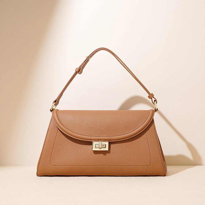 Minimalistische Damenhandtasche aus echtem Leder mit Schloss