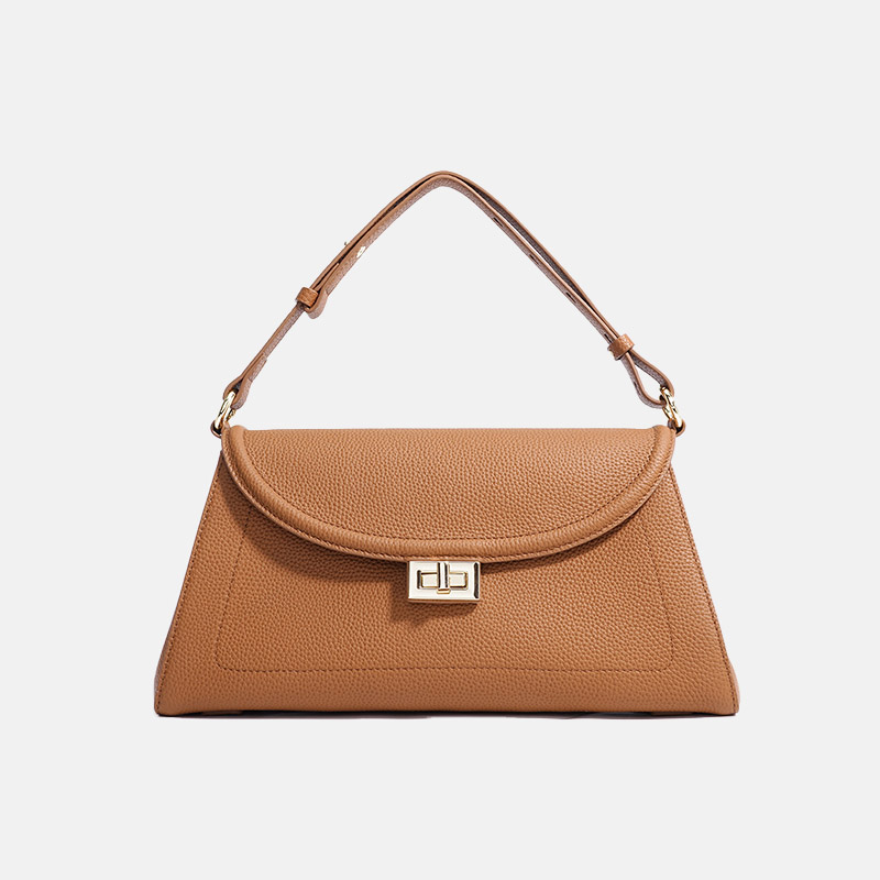 Sac à main minimaliste en cuir véritable avec fermoir pour femmes
