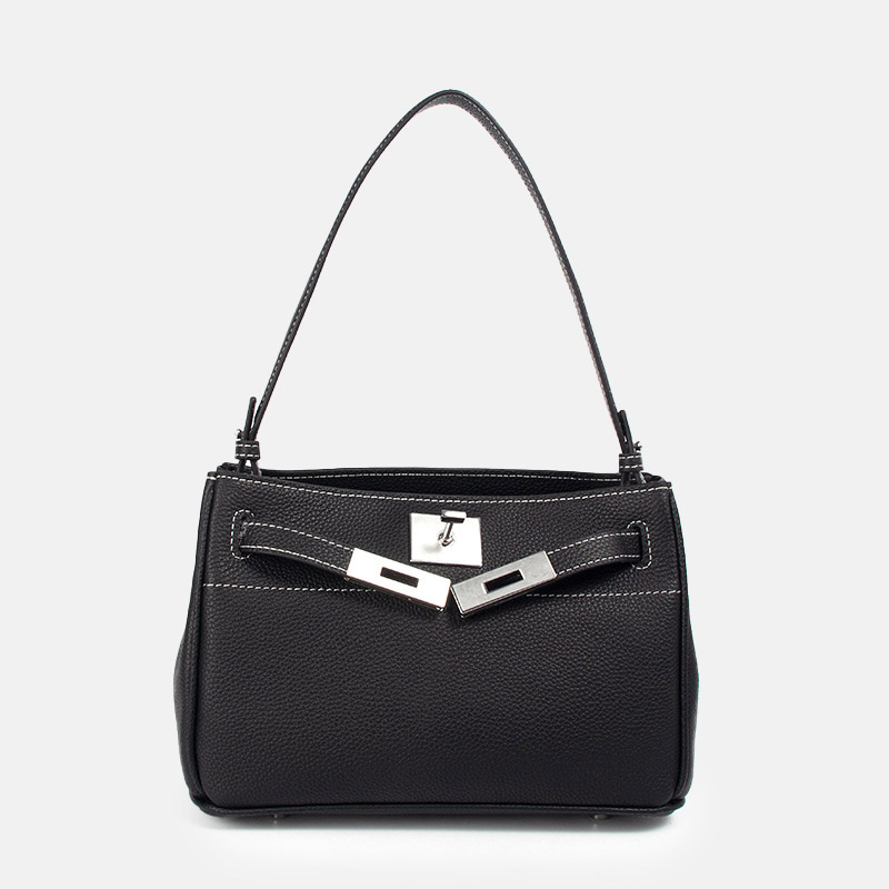 Sac à bandoulière minimaliste en cuir véritable à fermoir pour femmes
