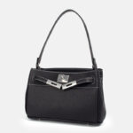 Women's Minimalist Genuine Leather Lock-Clasp Shoulder Bag