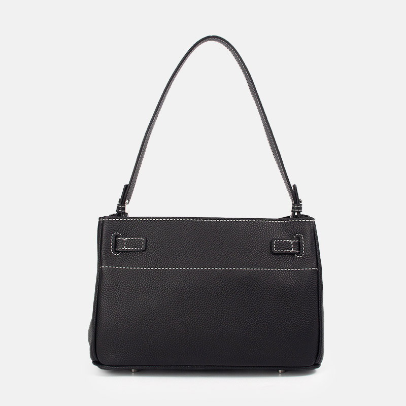 Women's Minimalist Genuine Leather Lock-Clasp Shoulder Bag