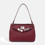 Women's Minimalist Genuine Leather Lock-Clasp Shoulder Bag