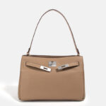 Women's Minimalist Genuine Leather Lock-Clasp Shoulder Bag
