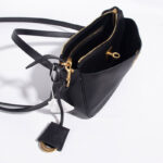 Women's Minimalist Genuine Leather Lock-Closure Zipper Shoulder Bag