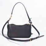 Women's Minimalist Genuine Leather Lock-Closure Zipper Shoulder Bag