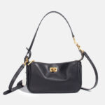 Sac à bandoulière minimaliste en cuir véritable à fermeture à glissière pour femmes