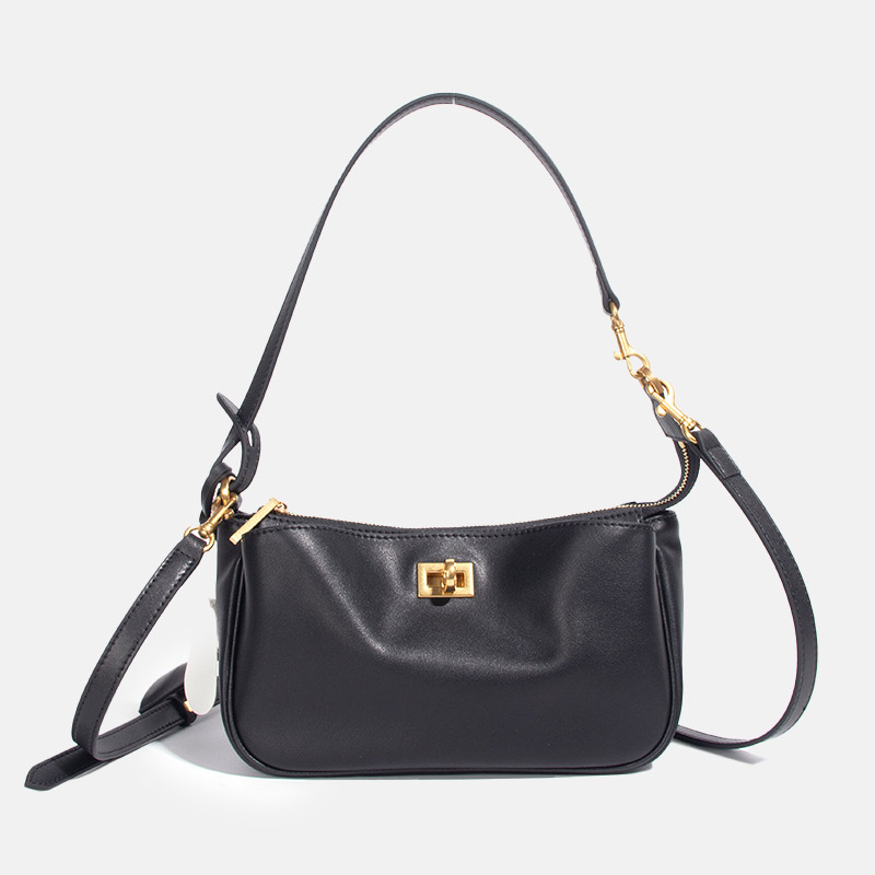 Sac à bandoulière minimaliste en cuir véritable à fermeture à glissière pour femmes