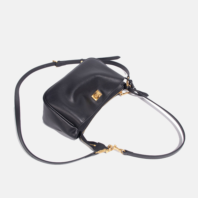 Sac à bandoulière minimaliste en cuir véritable à fermeture à glissière pour femmes