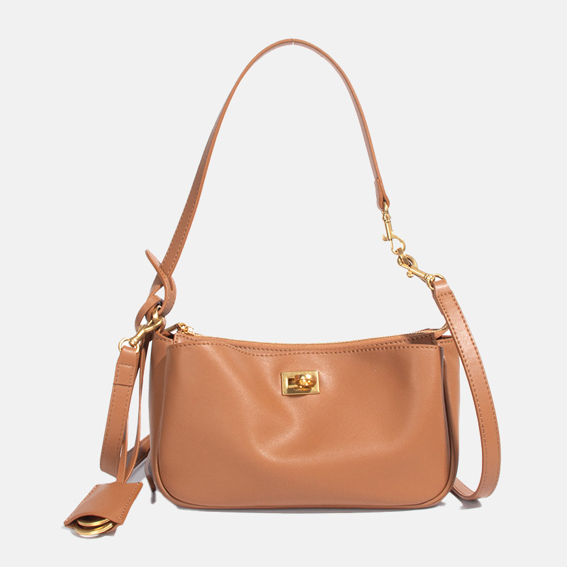 Sac à bandoulière minimaliste en cuir véritable à fermeture à glissière pour femmes