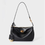 Minimalistische Damen Echtleder Schloss Reißverschluss Umhängetasche Baguette Tasche