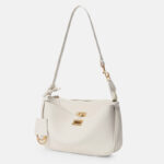 Minimalistische Damen Echtleder Schloss Reißverschluss Umhängetasche Baguette Tasche