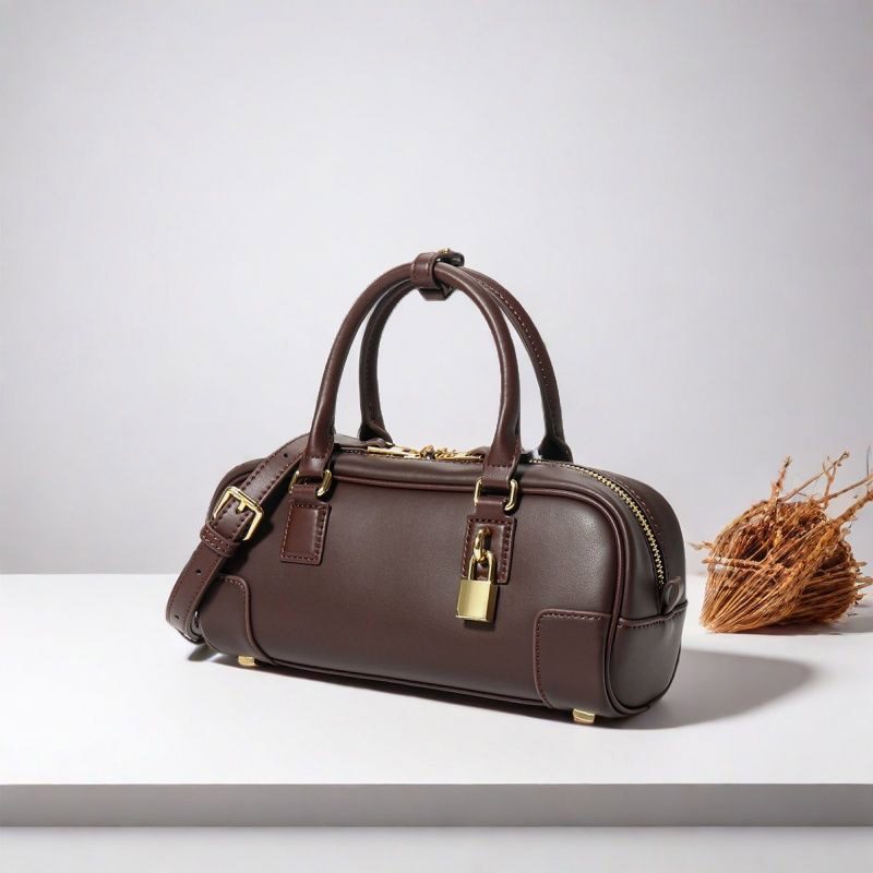 Sac à main en cuir véritable à fermeture verrouillée pour femmes