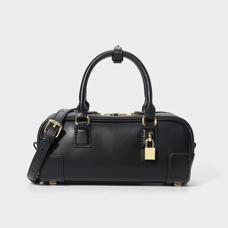Sac à main en cuir véritable à fermeture verrouillée pour femmes