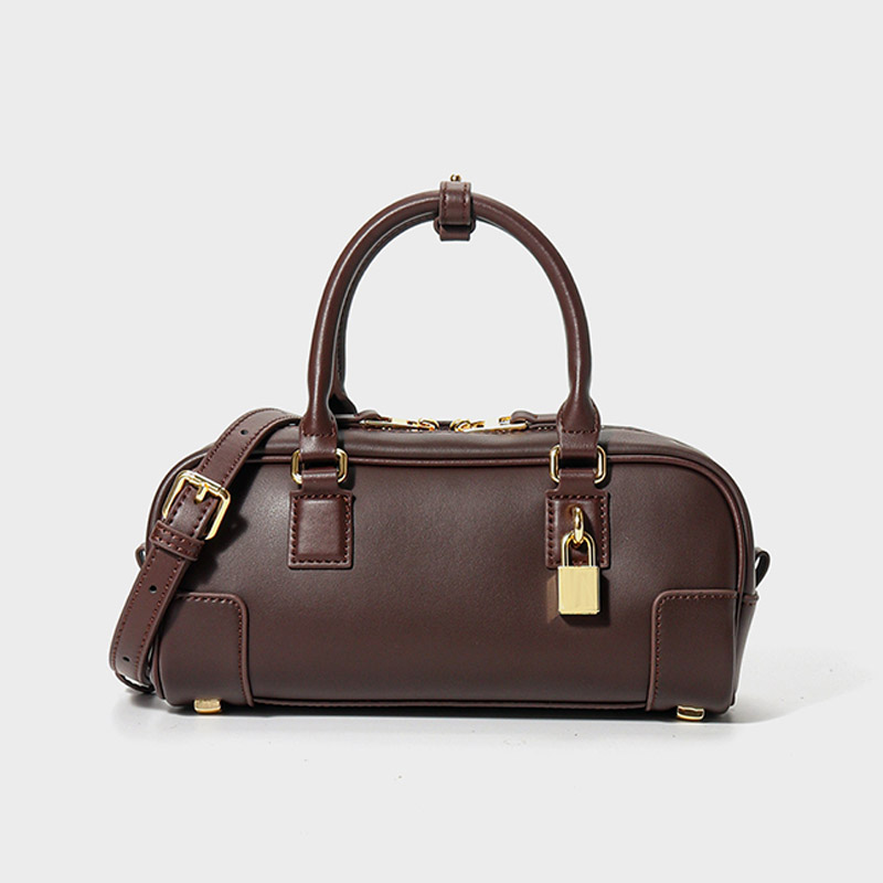 Sac à main en cuir véritable à fermeture verrouillée pour femmes