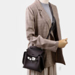 Damen Vintage Echtes Leder Top Handle Tasche mit Schlossverschluss
