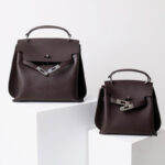 Damen Vintage Echtes Leder Top Handle Tasche mit Schlossverschluss