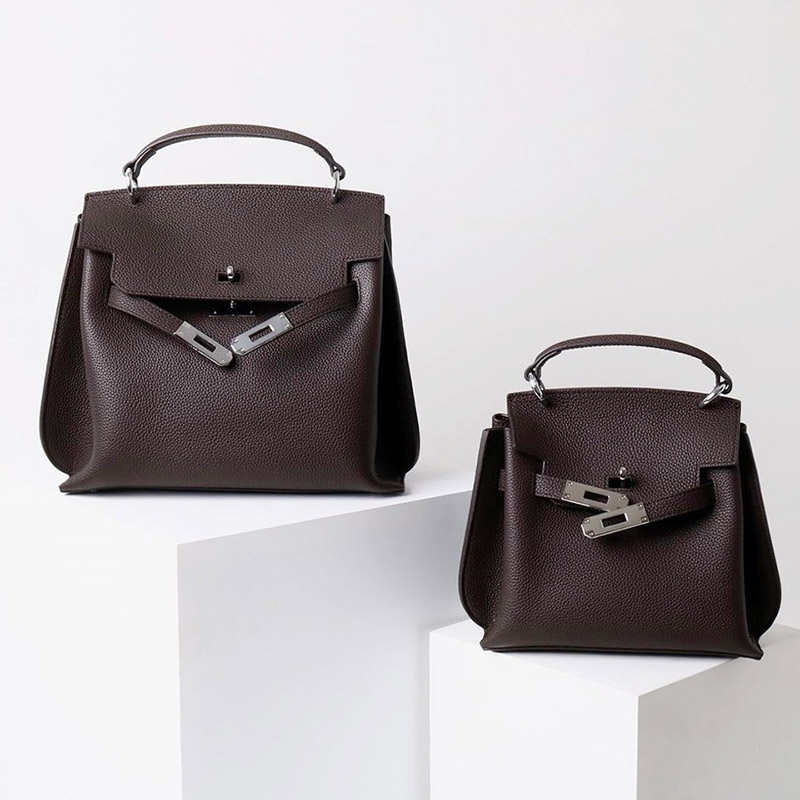 Damen Vintage Echtes Leder Top Handle Tasche mit Schlossverschluss
