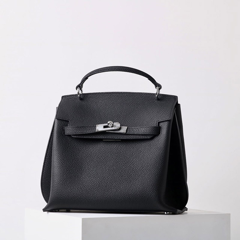 Damen Vintage Echtes Leder Top Handle Tasche mit Schlossverschluss