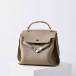 Damen Vintage Echtes Leder Top Handle Tasche mit Schlossverschluss