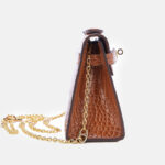 Sac à main à bandoulière en crocodile en cuir véritable avec fermoir et chaîne