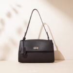 Women's Genuine Leather Lock-Clasp Shoulder Bag In Minimalist