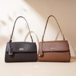 Women's Genuine Leather Lock-Clasp Shoulder Bag In Minimalist
