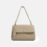 Women's Genuine Leather Lock-Clasp Shoulder Bag In Minimalist