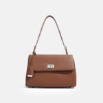 Women's Genuine Leather Lock-Clasp Shoulder Bag In Minimalist