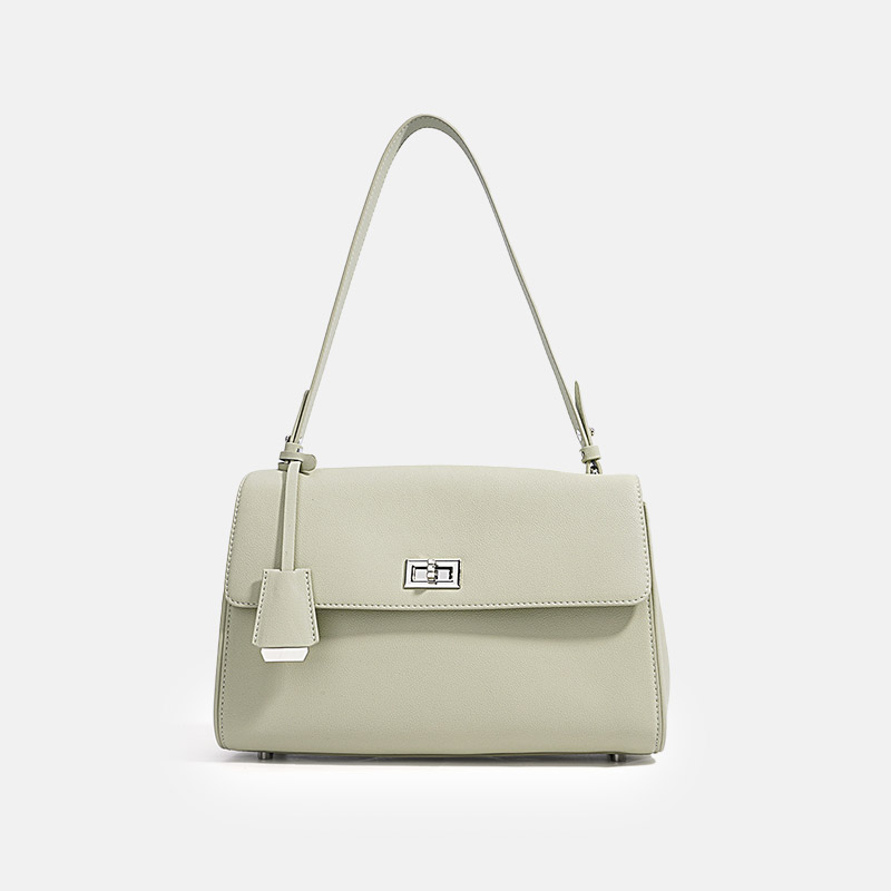 Women's Genuine Leather Lock-Clasp Shoulder Bag In Minimalist