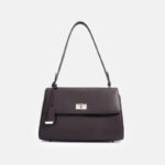 Women's Genuine Leather Lock-Clasp Shoulder Bag In Minimalist