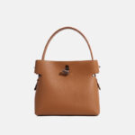 Damen Minimalist Echtes Leder Bambus Lock Schulter Crossbody Bucket Handtasche