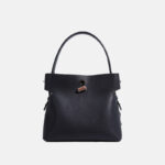 Damen Minimalist Echtes Leder Bambus Lock Schulter Crossbody Bucket Handtasche