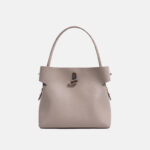 Damen Minimalist Echtes Leder Bambus Lock Schulter Crossbody Bucket Handtasche