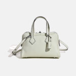 Minimalistische Echtleder Handtasche mit Reißverschluss in Kissenform für Frauen