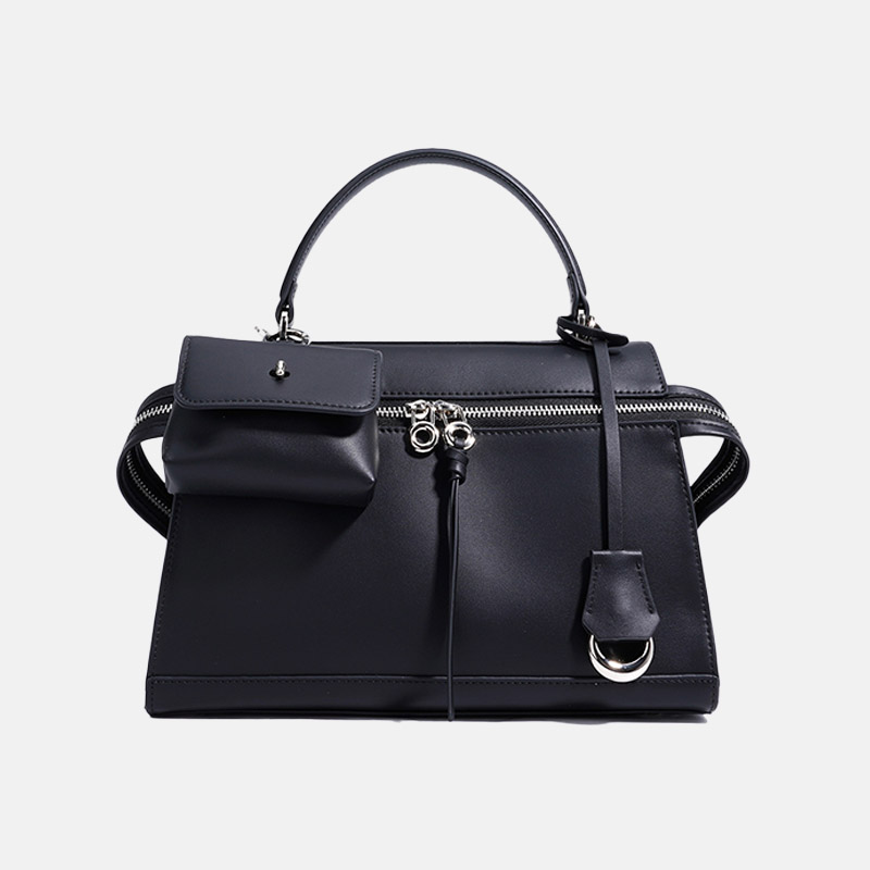 Sac à main en cuir véritable à fermeture éclair pour femmes