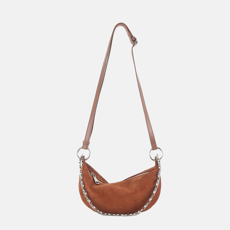 Sac à bandoulière minimaliste en daim et cuir véritable pour femmes
