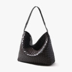 Women's Minimalist Woven Genuine Leather Magnetic Hobo Bag