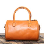 Sac à main cylindrique en cuir véritable vintage pour femmes