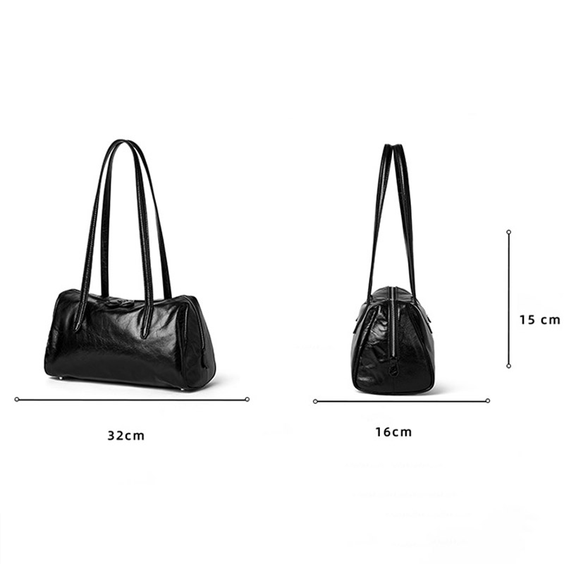 Women's Vintage Genuine Leather Pillow-Shaped Shoulder Bag